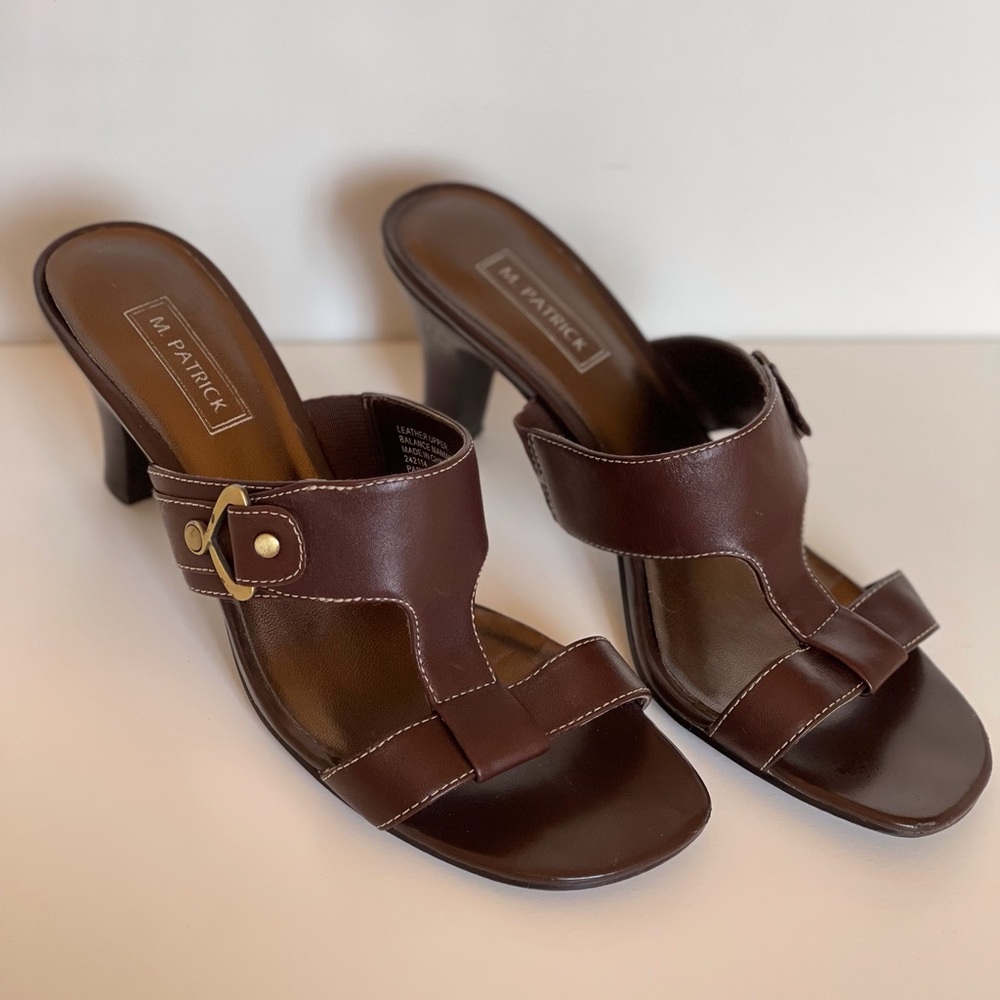 Women’s Open Parker Brown Leather Heeled Sandals